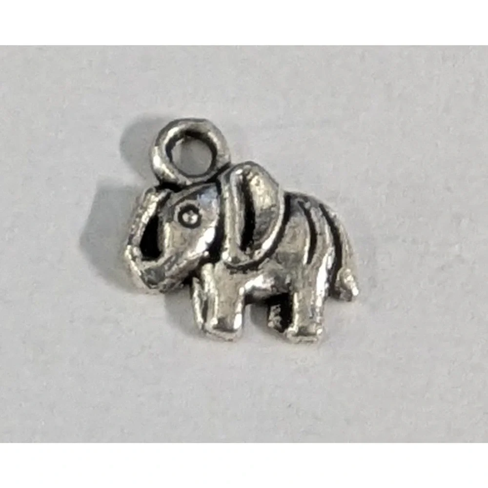 Elephant Charm Small Pendant Silver Tone Lover Mastadon Pacyderm Jewelry New